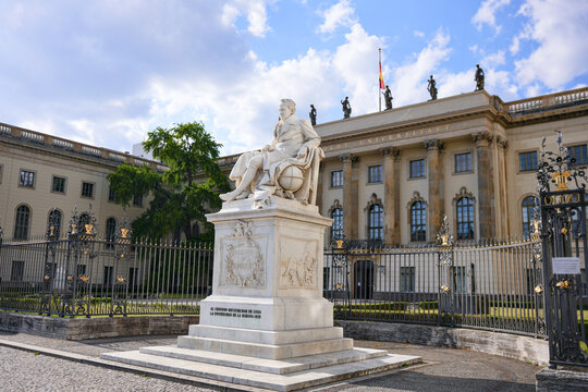 Alexander von Humboldt statue before Humboldt University in Berlin