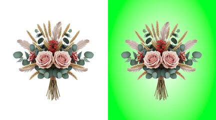 Elegant bouquet with wheat and eucalyptus greenery floral arrangement © Design Planer