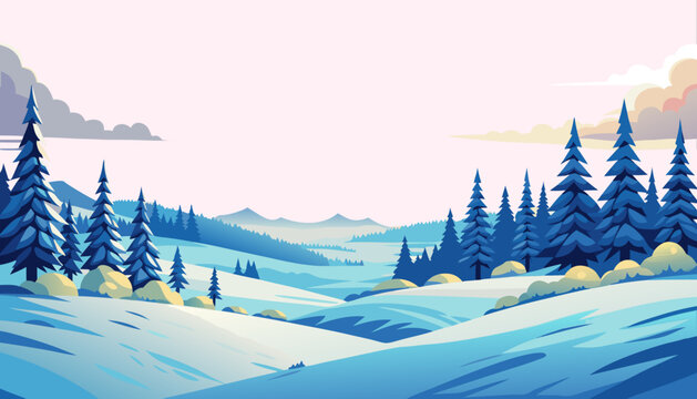 winter, snow panorama, landscape, background, nature, trees, fir trees, conifers, thawed patches, clouds, sky, scenery, frost, freshness, mint, relax, snow, mountain, cold, mountains
