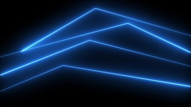 Glowing blue neon abstract laser lines icon for network waves, data flow, sound equalizer, tech signals, and futuristic