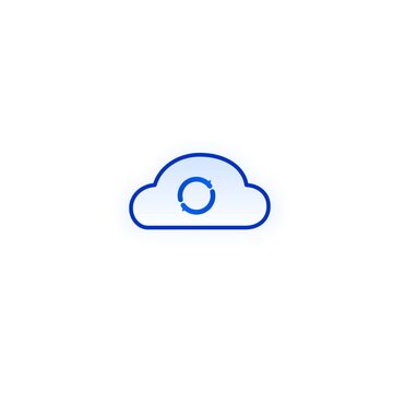 Cloud synchronization icon with circular sync arrows for online course data and file backup