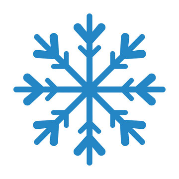 Blue snowflake symbol on white background winter weather icon graphic