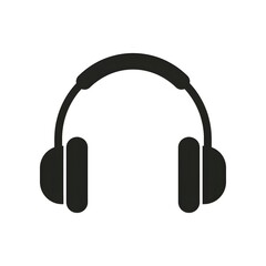 Obraz premium Headphones silhouette on a white background simple graphic design for music and audio concepts