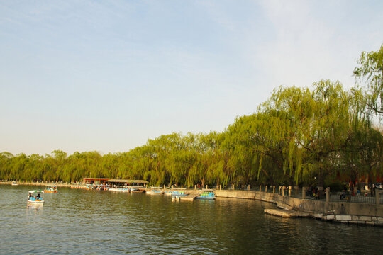 Boats on Lake in Beihai Park, Beijing