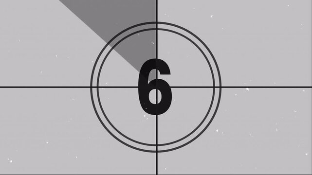 Old film countdown number 10 to 0 second in grey background 4k animation. 