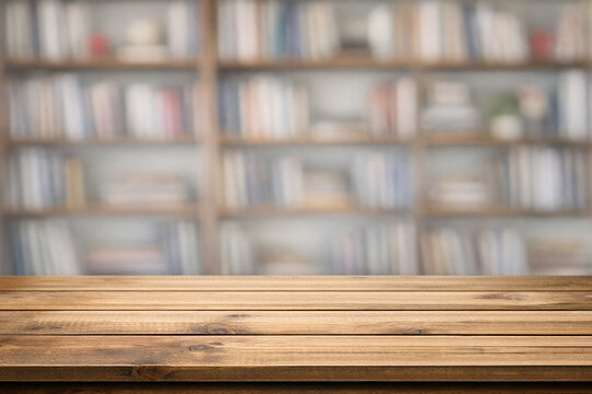 This image features a well-organized bookshelf in a library setting. The wooden shelves are neatly arranged with various books, suggesting an atmosphere conducive to learning and reading.