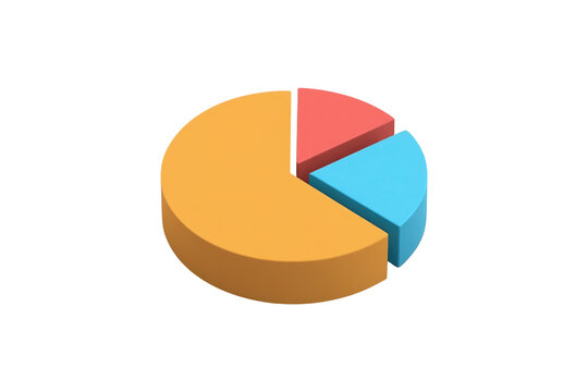 Colorful three dimensional pie chart with separated segments