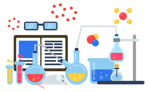 Chemistry icon. Scientific research experiment color concept