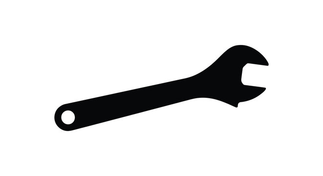Black wrench silhouette against a white background a tool for mechanical repair