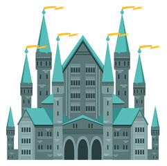 Obraz premium Old stone castle. Medieval palace cartoon icon