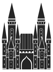 Obraz premium Kingdom fortress. Old gothic citadel city silhouette