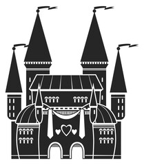 Obraz premium Princess castle black silhouette. Magic fairytale building