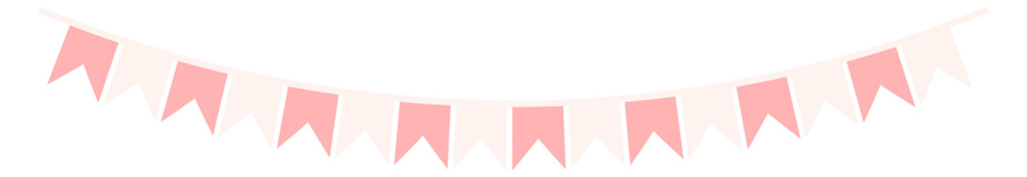 Pink paper flag garland. Festive party bunting