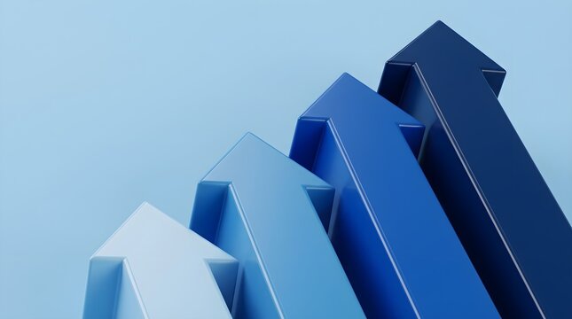 Blue arrows pointing upwards showing growth and progress.