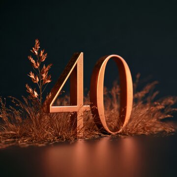 A stylish birthday post shows the number 40 with a warm glow and minimal botanical touch, perfect for Instagram stories at any celebration.