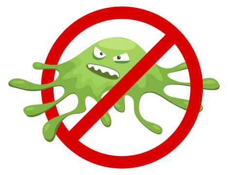 Antibacterial sign. Cartoon infection stop icon. Antiseptic symbol