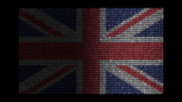 Bandera del Reino Unido (Union Jack) hecha de luces de colores