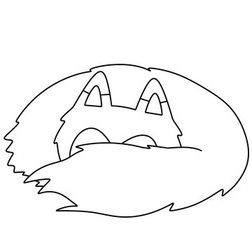 Simple line drawing of a sleeping cat