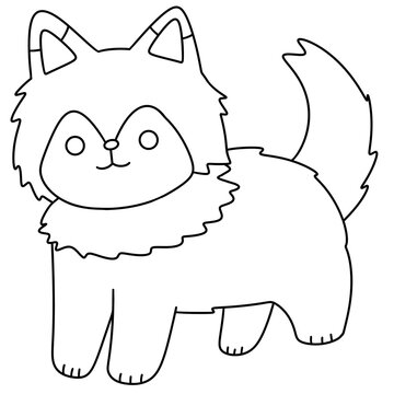 Cute cartoon fox stands upright with fluffy tail