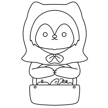 Simple line drawing shows a cute fox character