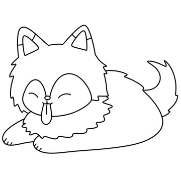Cute cartoon fox sleeps peacefully