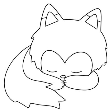 Cute fox sleeps peacefully with eyes closed