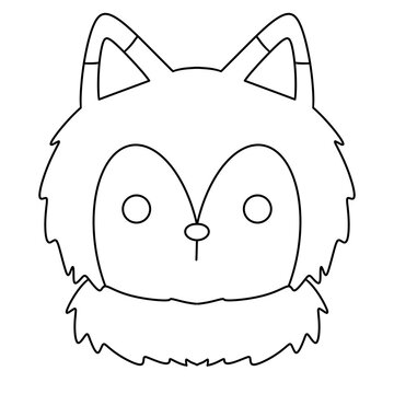 Simple line drawing of a fluffy fox head