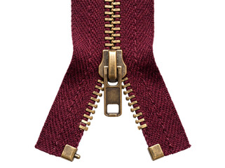 Close Up Of A Maroon Metal Zipper © Frodo