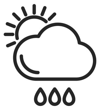 Partly cloud weather forecast black line icon