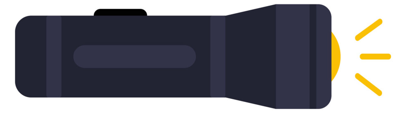 Flashlight color icon. Electric torch light tool