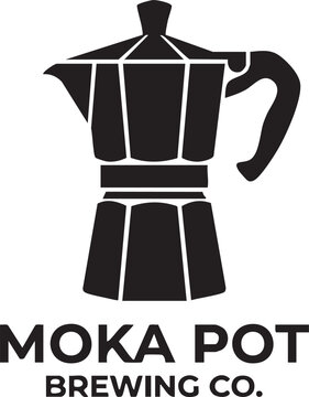 Black moka pot coffee maker logo icon for brewing company