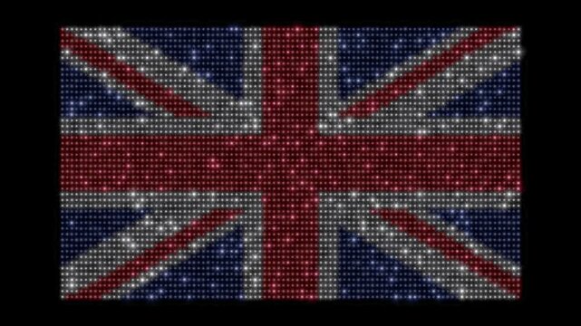 Bandera del Reino Unido (Union Jack) hecha de luces de colores