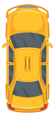 Fototapeta premium Taxi car top view. Yellow cartoon auto