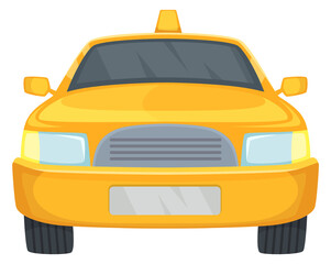Taxi front view. Yellow car. Cartoon cab © ONYXprj