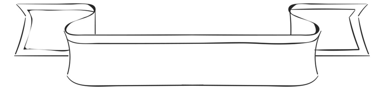 Title ribbon banner template. Decorative black drawing
