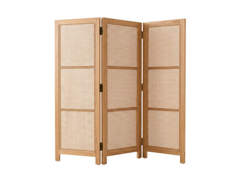 Modern Rattan Three Panel Room Divider