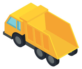 Yellow dump truck isometric icon back view © ONYXprj