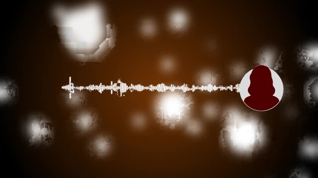 Virtual male character interview voice animation voice recording and podcast mic microphone button icon animation video. music equalizer signal chart voice symbol video element content.HD Viedo .