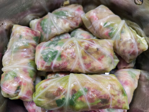 Cabbage rolls preparing for traditional holiday meals