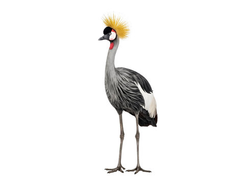 Grey Crowned Crane Standing Isolated