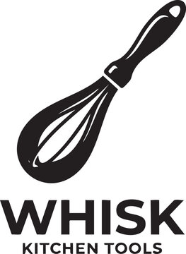 Black and white whisk kitchen tools logo icon design