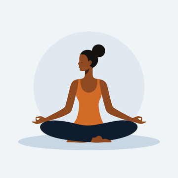 Woman Practicing Yoga and Meditation Illustration