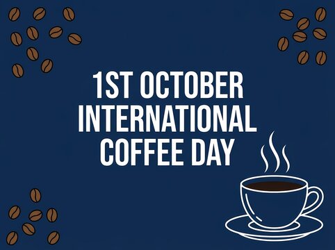 Minimalist International Coffee Day poster template featuring a steaming cup