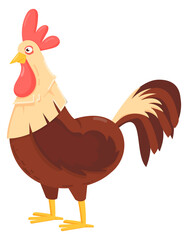 Farm cook icon. Cartoon bird character. Rooster animal © LadadikArt