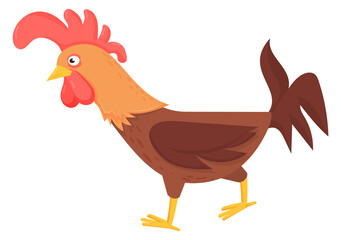 Cock cartoon icon. Funny chicken. Farm rooster © LadadikArt