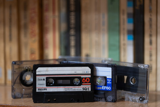 Bucharest Romania 22 September 2026.Vintage Philips audio cassette from the 1980s, featuring the classic analog magnetic tape format and retro design.