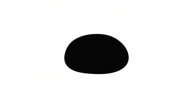 Abstract black oval shape on a clean white background minimalist design