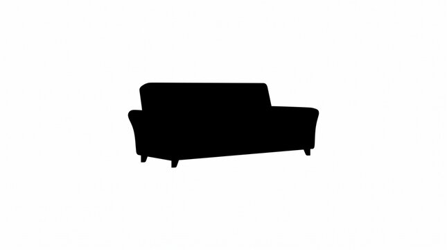 Black silhouette of a modern sofa on a white background