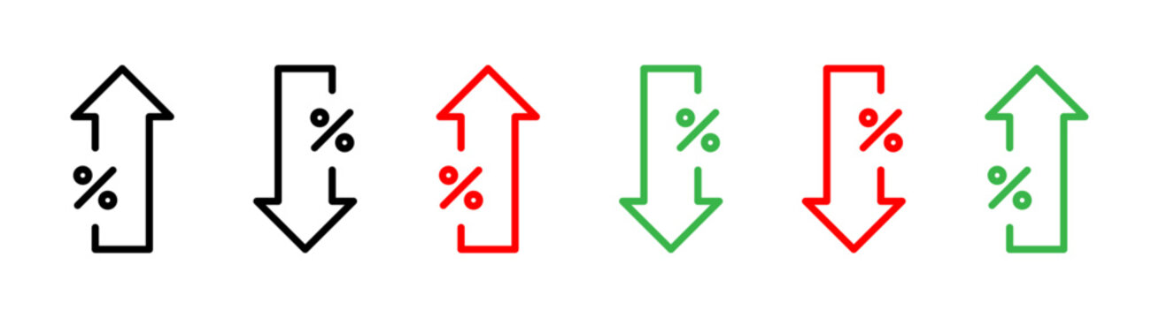 High and Low Percent arrow icon flat outline in black