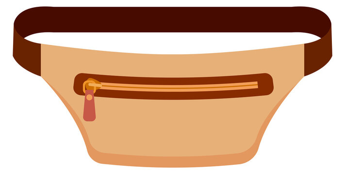 Belt bag icon. Tourist accessory with straps and pockets